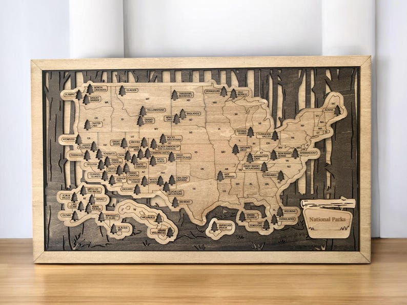 National Parks Fillable Checklist Map