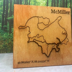 Wisconsin Trail-kaart McMiller gegraveerd bord State Ski Trails Parks Trail Runner Cross Country
