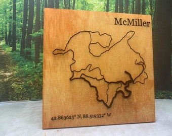 Wisconsin Trail Map McMiller Engraved Sign State Ski Trails Parks Trail Runner Cross Country