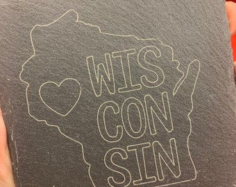 Wisconsin Coasters - slate coasters - Ope - Midwest gift - gift for Wisconsin - gift for him - drink coasters