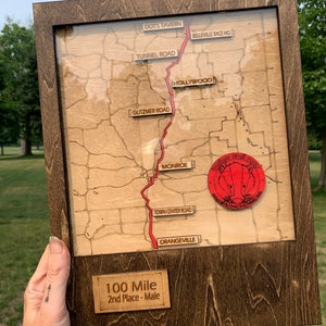 Ten Junk Miles - Badger Trail Races 2023 Souvenir Plaque - Customizable.  100 Mile, 100K, 50 Mile, 50K, Marathon and Half Marathon Options