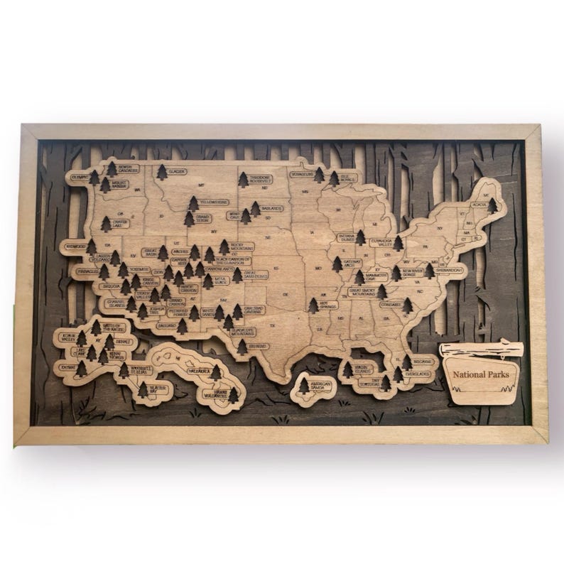 National Parks Fillable Checklist Map
