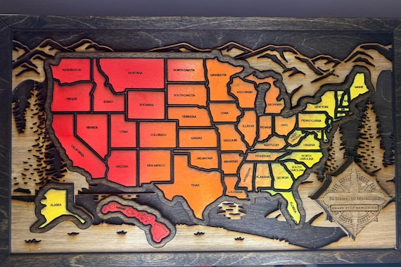 Handmade USA Travel Map: Wooden 50 States Bucket List - Etsy