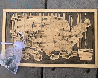National Parks Wooden Travel Map: Adventure Tracker Gift