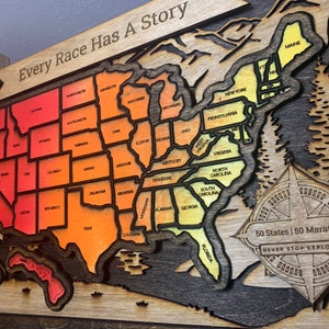USA Travel Map For Runners - 50 States Marathons Half Marathons Races - Bucket List Map - Personalized - Gift for Runners - Marathon Gift