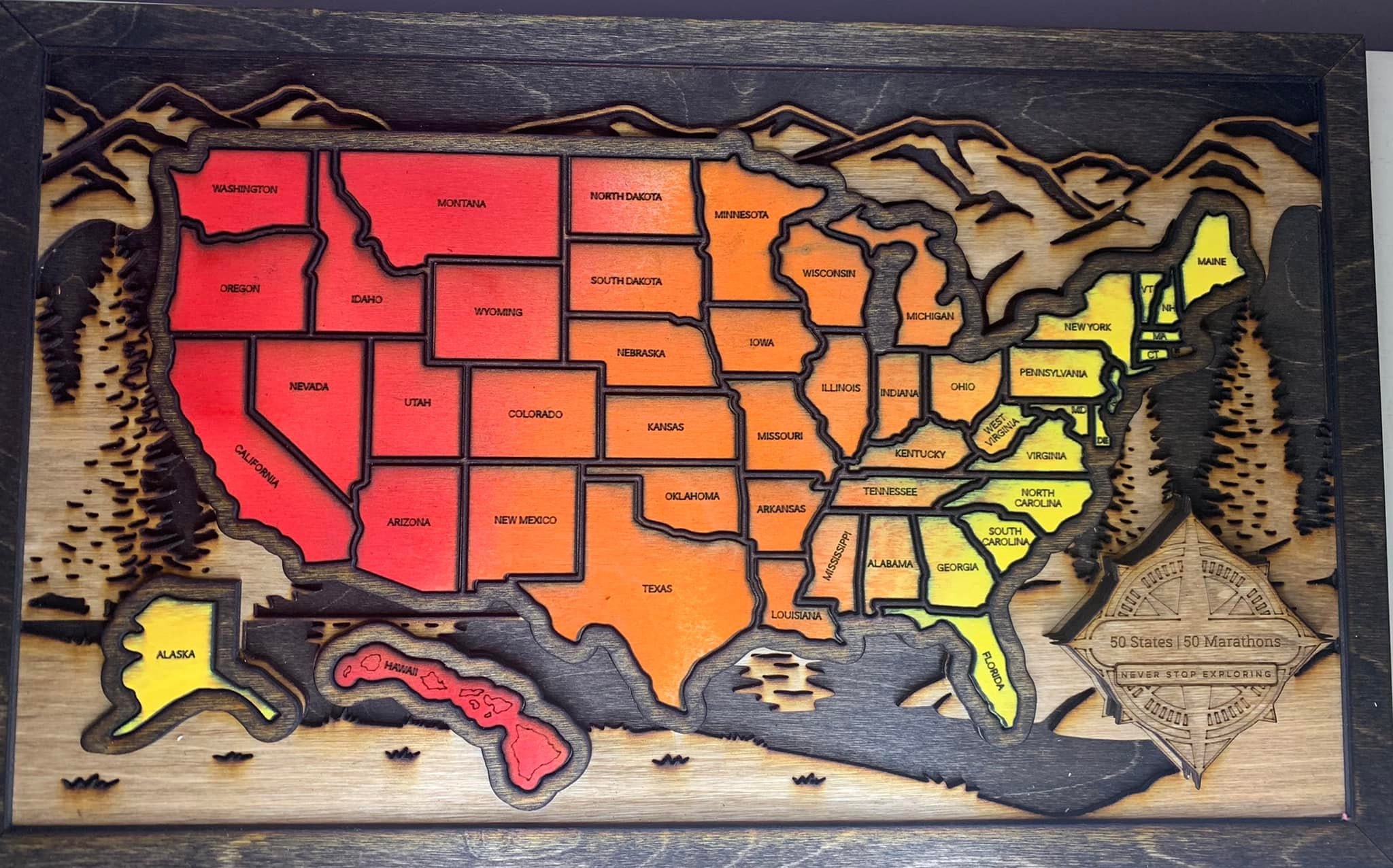 USA Travel Map for Runners 50 States Marathons Half - Etsy