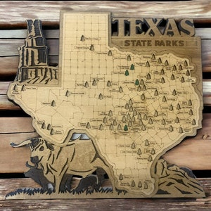 Texas State Parks Tracker Map: Wood Checklist, Camper RV Gift