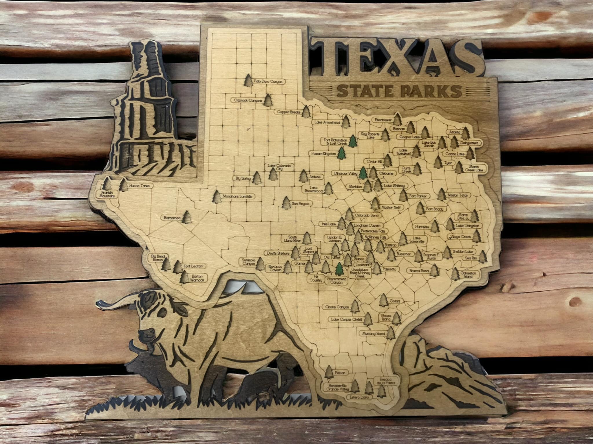 Texas State Parks Tracker Map: Wood Checklist, Camper RV Gift