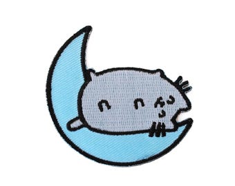 Moon Cat Embroidery Iron on Patch