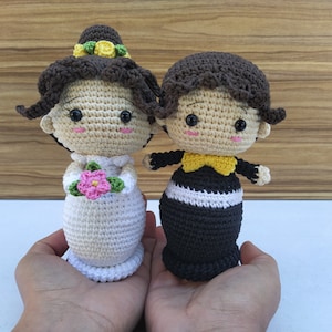 Bride and Groom Couple Crochet Pattern PDF: Wedding Amigurumi Tutorial - English & Spanish Instructions