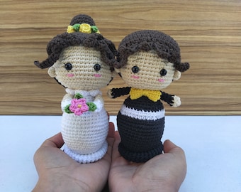 Bride and Groom Crochet Pattern, Wedding Amigurumi Pattern, Valentines Day Pattern, Wedding Decor, Wedding Amigurumi, Couple Amigurumi, Set