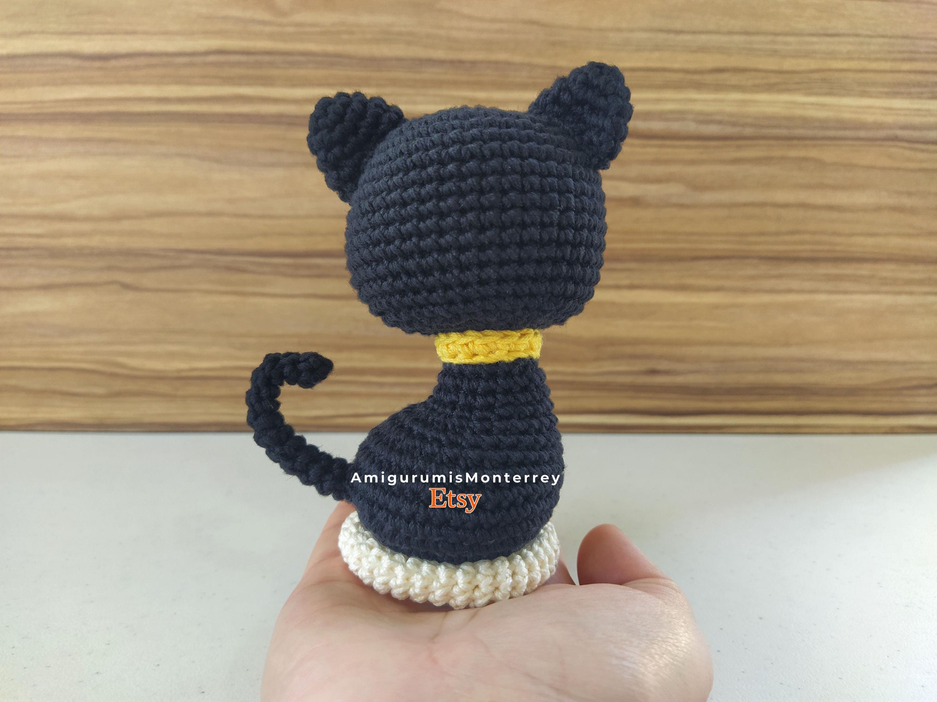 黒猫のかぎ針編みパターンPDF：動物の編みぐるみチュートリアル - 英語