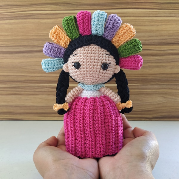 Princess Lele Amigurumi Doll Crochet Pattern, Frida Khalo Amigurumi Crochet Pattern, Frida Kahlo Doll, Frida, Mexican Doll, Maria Queretana