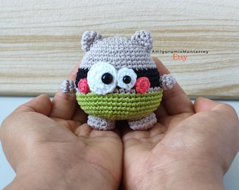 Patrón de crochet de mapache divertido (PDF): Tutorial de amigurumi de animales (Instrucciones en inglés y español)