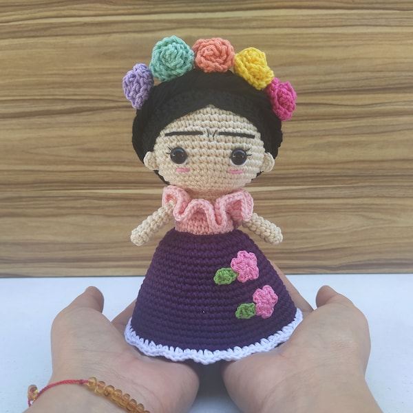 Frida Kahlo Amigurumi Doll Crochet Pattern, Frida Khalo, Mexican Doll, Frida Kahlo Art, Frida Kahlo Decor, Fridita, Frida Kahlo Gift, Frida