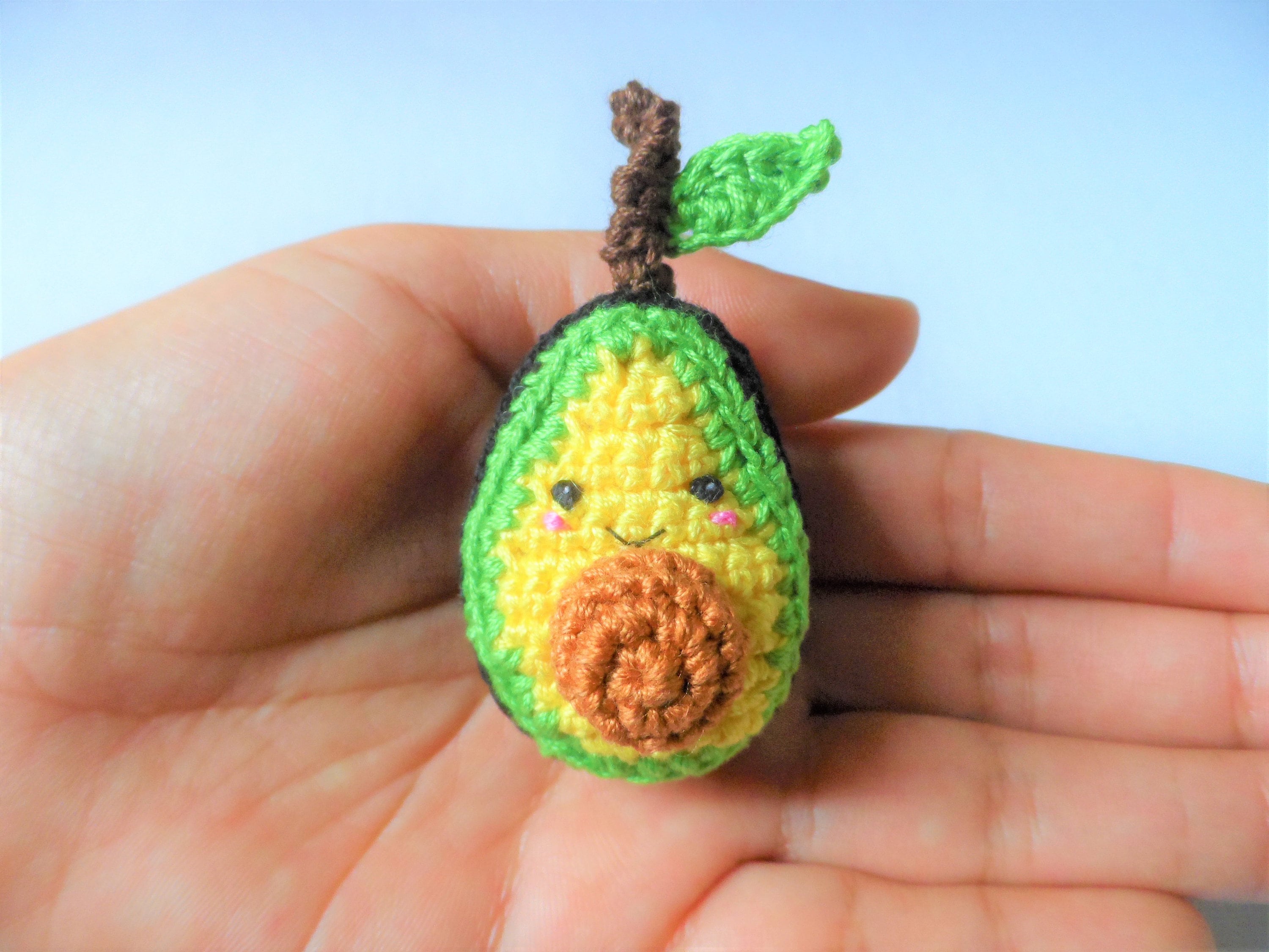 Keychain Avocado Crochet Pattern PDF: Food Amigurumi Tutorial