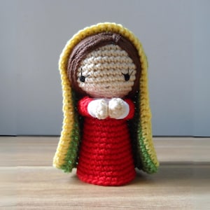 Virgen de Guadalupe a crochet, Muñeca Virgen María, Virgen de Guadalupe, Patrón Amigurumi Guadalupe, Patrón Nuestra Señora a crochet, Virgen a crochet