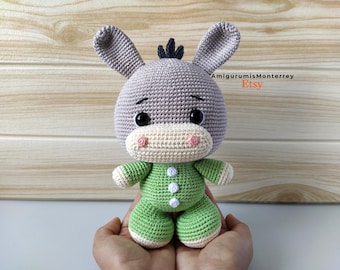 Donkey Crochet Pattern PDF: Animal Amigurumi Tutorial - English & Spanish Instructions