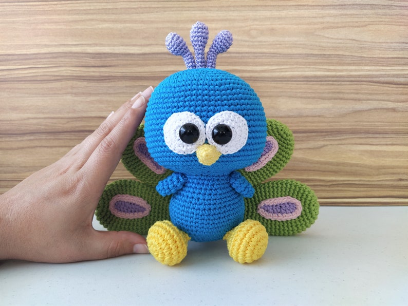 Modèle de crochet de paon, modèle de crochet de paon, amigurumi de paon, amigurumi de paon, peluche de paon, jouet de paon, décoration de paon, Pavo image 8