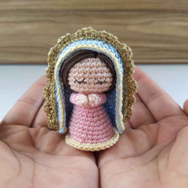 Jungfrau Maria Amigurumi Häkelanleitung PDF, Jungfrau von Guadalupe Puppe, Engel Häkelanleitung, Religiöses Dekor Häkelanleitung, Weihnachtsdeko