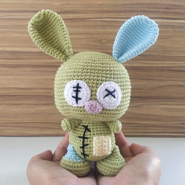 Zombie Bunny Crochet Pattern PDF: Monster Amigurumi Tutorial - English & Spanish Instructions