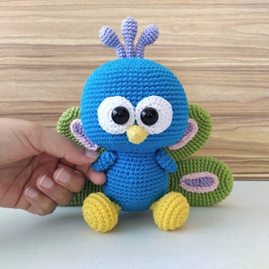 Modèle de crochet de paon, modèle de crochet de paon, amigurumi de paon, amigurumi de paon, peluche de paon, jouet de paon, décoration de paon, Pavo image 9