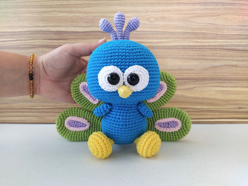 Modèle de crochet de paon, modèle de crochet de paon, amigurumi de paon, amigurumi de paon, peluche de paon, jouet de paon, décoration de paon, Pavo image 7