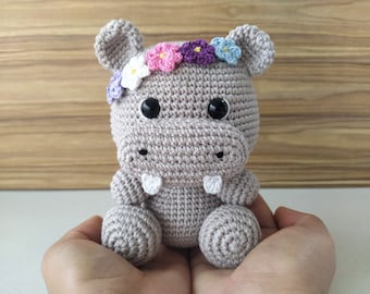 Hippo Crochet Pattern PDF: Animal Amigurumi Tutorial - English & Spanish Instructions
