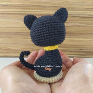 Wzór szydełkowy na czarnego kota w formacie PDF: samouczek amigurumi dla zwierząt – instrukcje w języku angielskim i hiszpańskim