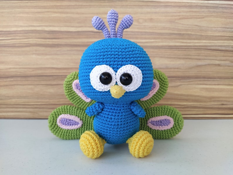 Modèle de crochet de paon, modèle de crochet de paon, amigurumi de paon, amigurumi de paon, peluche de paon, jouet de paon, décoration de paon, Pavo image 3