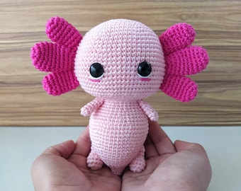 Wzór szydełkowy na aksolotla w formacie PDF: samouczek amigurumi dla zwierząt – instrukcje w języku angielskim i hiszpańskim