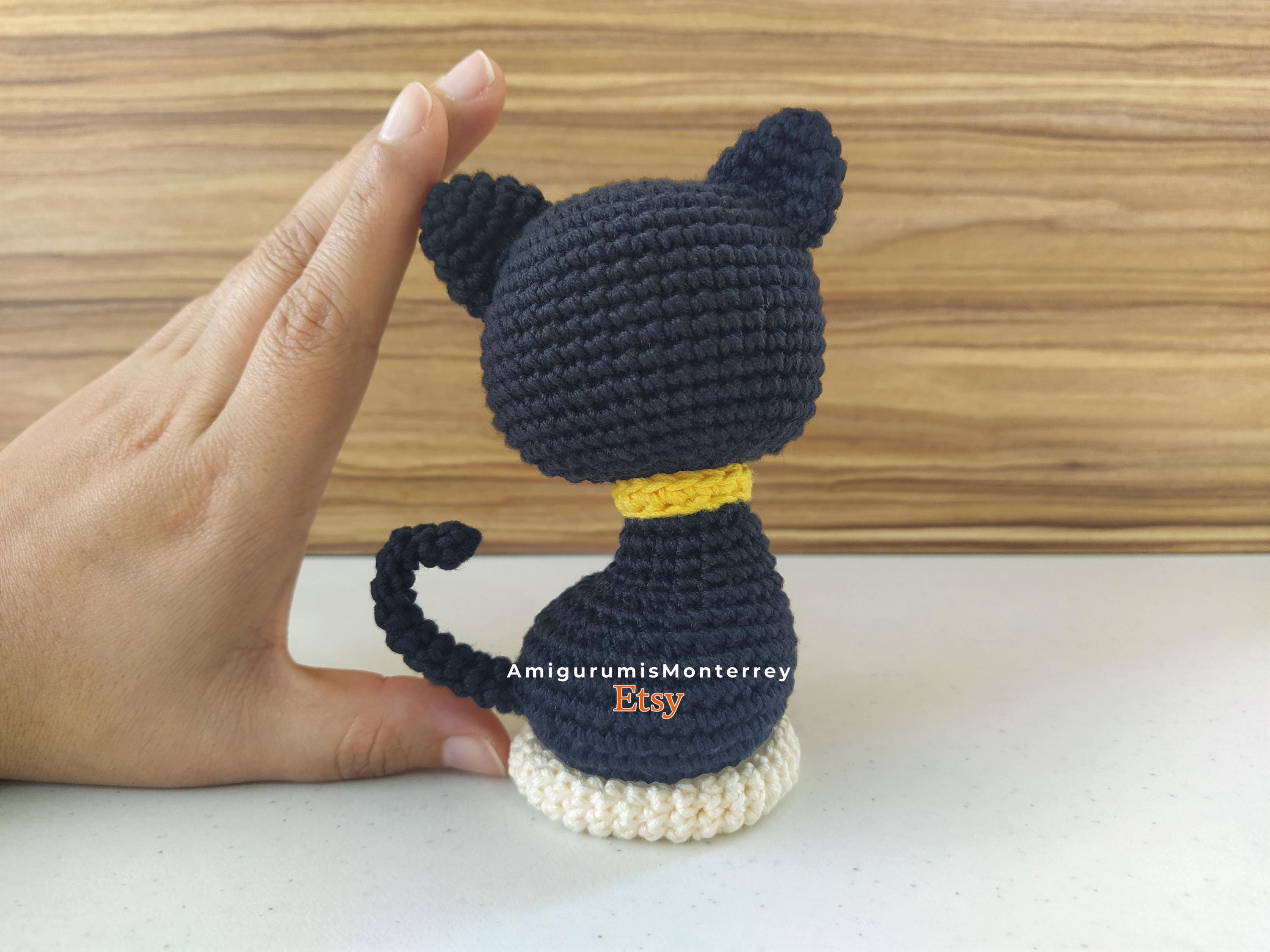 黒猫のかぎ針編みパターンPDF：動物の編みぐるみチュートリアル - 英語