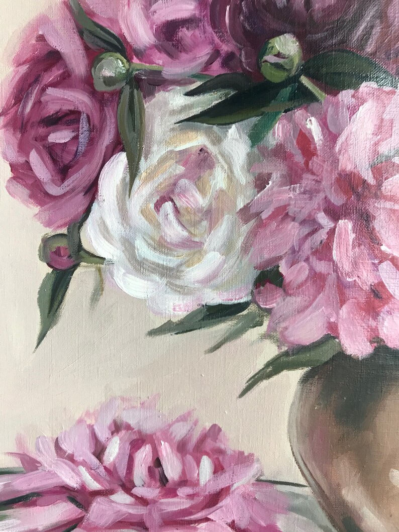 Pfingstrose Malerei Ölgemälde von Blumen in Vase auf Etsy