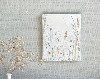 Abstract flowers Original oil painting, floral field painting,  9x11inch wall art flower, wall decoration