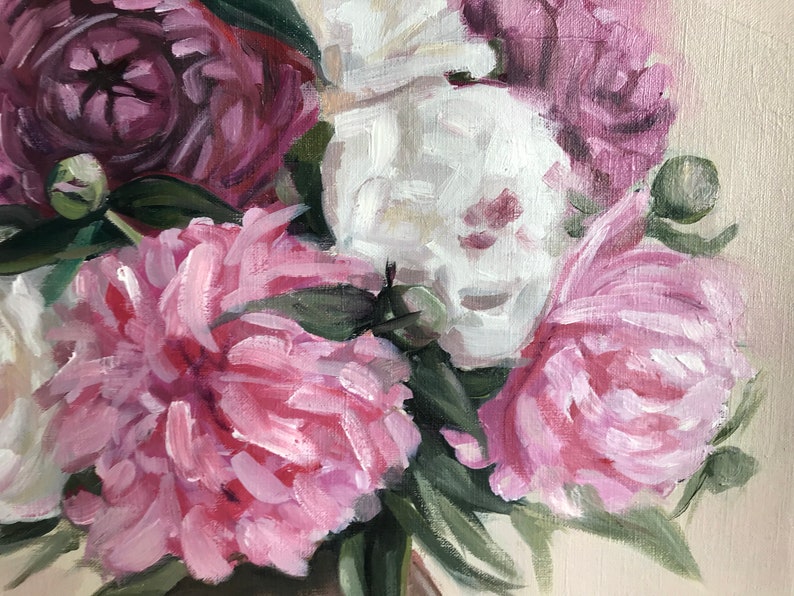 Pfingstrose Malerei Ölgemälde von Blumen in Vase auf Etsy
