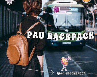 Pau Handmade Leather Backpack - Light Brown/Brown/Dark Brown