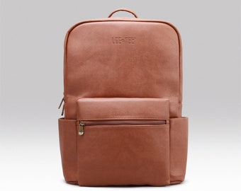 ONLI Handmade Leather Backpack 15 inches Laptop - Light Brown/Brown/Dark Brown