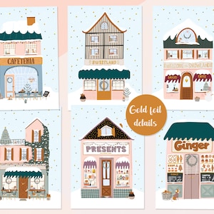 Winter Wonderland Postcards with gold foil details