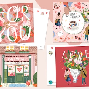Set de postales de amor y San Valentín