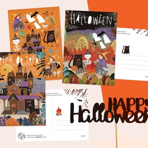 Ensemble de cartes postales joyeux Halloween