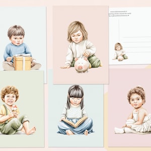 Ensemble de cartes postales pour enfants doux
