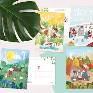 Set di cartoline per le stagioni familiari