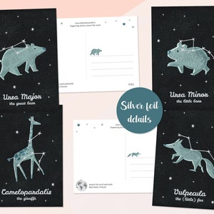 Zodiac Sign Postcards with silver foil details