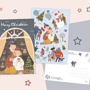 Cosy Christmas postcard set