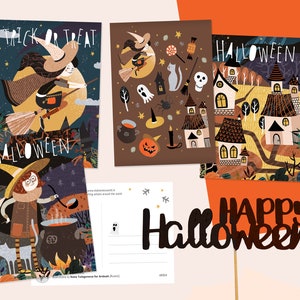 Ensemble de cartes postales d'Halloween
