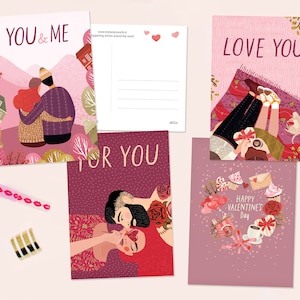 Set de postales de amor y San Valentín