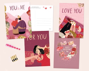 Love & Valentines Day postcard set