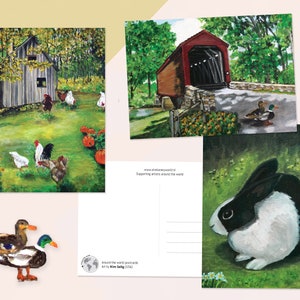 Animali da fattoria, set di cartoline primaverili