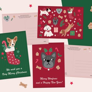 Set di cartoline per cani di buon Natale