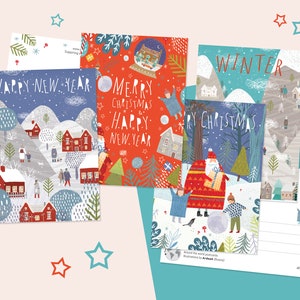 Merry Christmas & a Happy New Year postcard set
